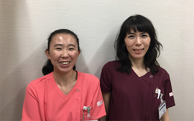 写真左；看護師　田部さん、写真右：臨床検査技師　瀧さん